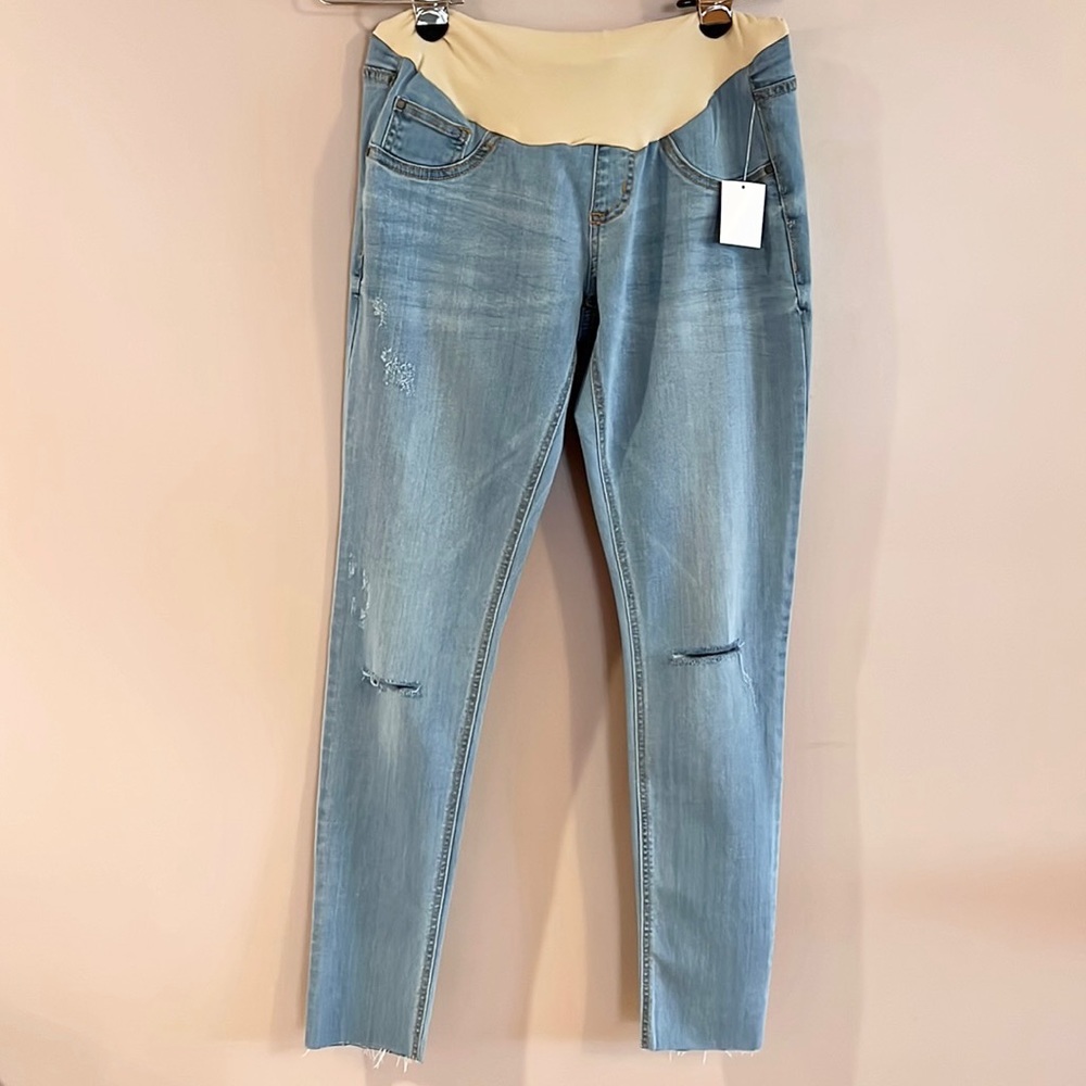 Indigo Blue Distressed Cropped Jeggings - Picture 4 of 10